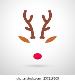Reindeer with red nose template - vector illustration