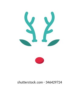 Reindeer With Red Nose Template - Vector Illustration
