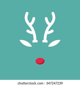 Reindeer with red nose template - vector illustration
