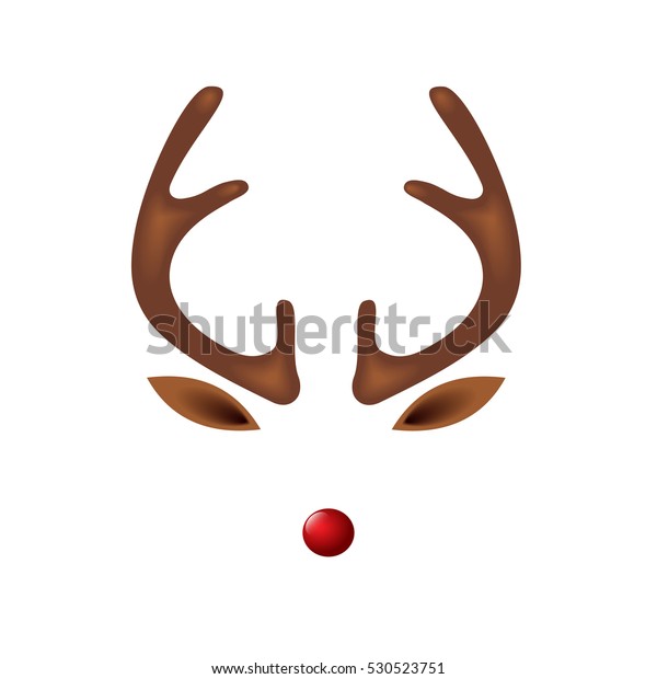 Reindeer Red Nose Template Vector Illustration Stock Vector
