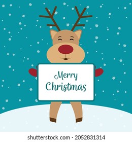 Reindeer Rednosed Cute Cartoon Greeting Banner Stock Vector (Royalty ...