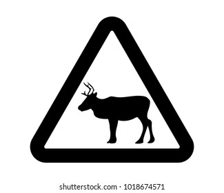 Reindeer road signal vector illustration 