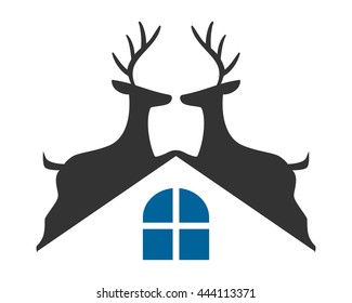 reindeer roof reindeer deer elk stag image vector icon logo silhouette