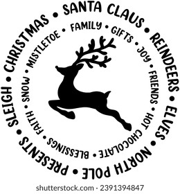 reindeer rudolph black graphic design quote phrase and cut file