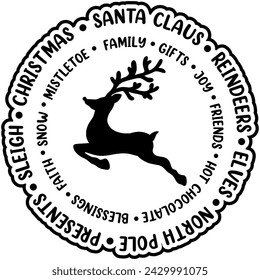 reindeer rudolph christmas black vector graphic design and cut file