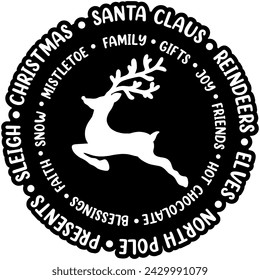 reindeer rudolph christmas black vector graphic design and cut file