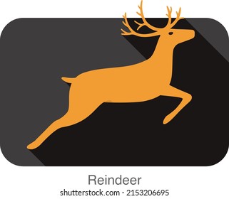 Reindeer running and jumping flat icon, vector illustration