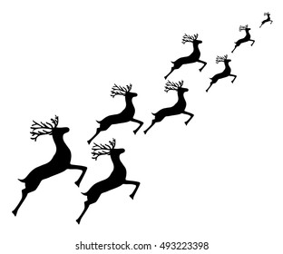 Reindeer running on a white background, vector illustration