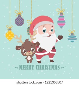 Reindeer and Santa Christmas greeting