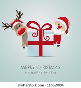 reindeer santa claus christmas gift box red