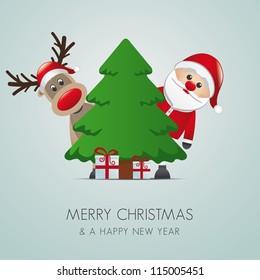 reindeer santa claus christmas tree gift box