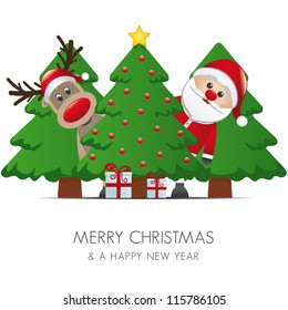 reindeer santa claus christmas tree gift box