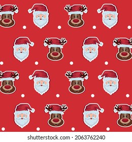 reindeer and santa claus pattern on christmas wrapping paper