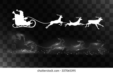 Reindeer and Santa Claus. Vector silhouettes for cards, advertising banners, illustrations. The image of the new year holiday.