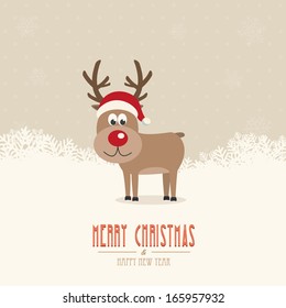 reindeer santa hat snow winter background