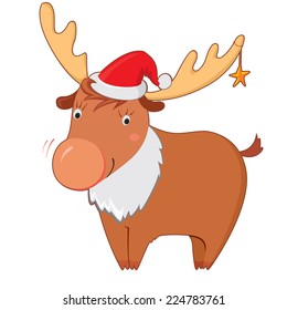 reindeer and Santa hat. vector illustration 