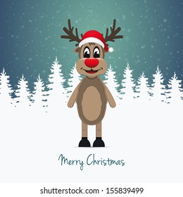 reindeer santa hat winter background