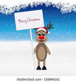reindeer santa hat winter background