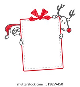 reindeer and Santa holding christmas gift voucher