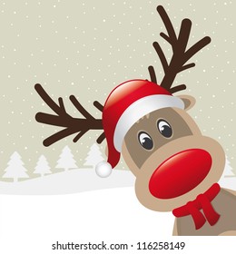 reindeer with scarf landscape