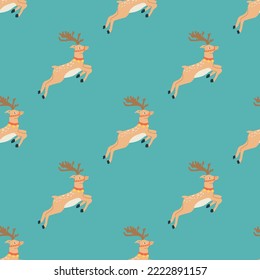 Reindeer seamless pattern. Christmas collection. Flat vector illustration