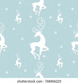 Reindeer Seamless Pattern with stars and dots
