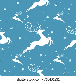 Reindeer Seamless Pattern with stars and dots