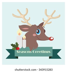 Reindeer with Seasons Greetings banner