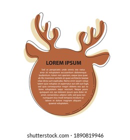 Reindeer shaped banner - Christmas card - isolated vector illustration