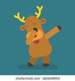 Reindeer shows dub movement. Vector character. Vector Illustration