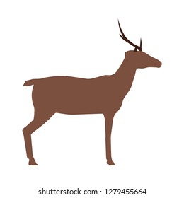 Reindeer side view vector flat symbol. Silhouette concept pose