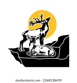 Reindeer silhouette black white icon vector image