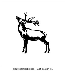 Reindeer silhouette black white icon vector image