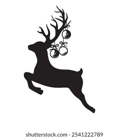 reindeer silhouette christmas decoration vector illustration art