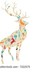 Reindeer silhouette with christmas elements