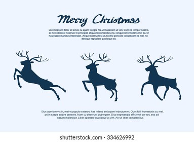 Reindeer Silhouette Christmas New Year Santa Deer Isolated Vector Illustration