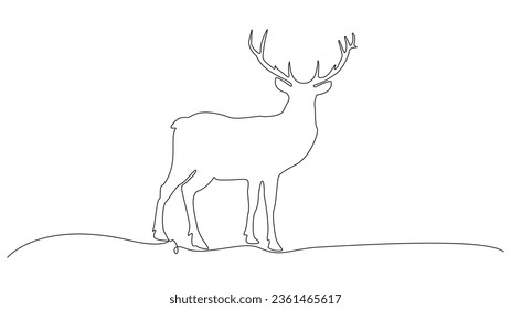 Silhouette de renos. Dibujo continuo de una línea. Ilustración vectorial.