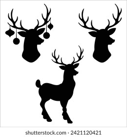 reindeer silhouette full body vector illustration