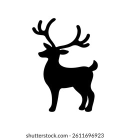 Reindeer silhouette icon vector flat design on white background.