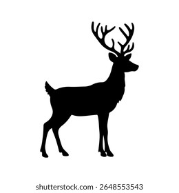 Reindeer silhouette icon vector flat design on white background