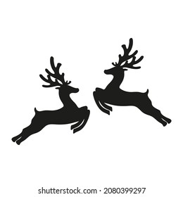 Reindeer silhouette isolated on white background 
