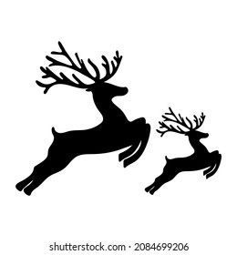 Reindeer silhouette isolated on white background 