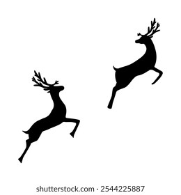 Reindeer silhouette isolated on white background 