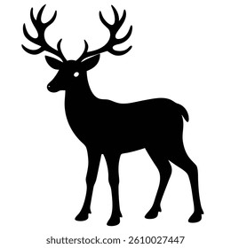 Reindeer silhouette isolated on white background