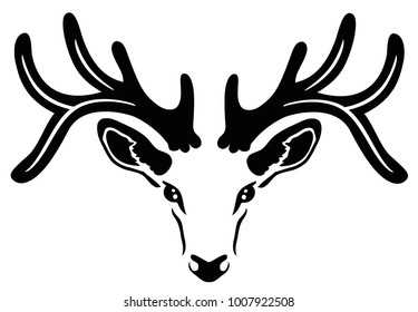 Reindeer silhouette, motif for Christmas.