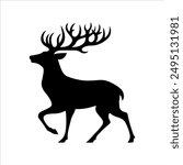 Reindeer silhouette on white background. Umbrella icon vector sign illustration design.