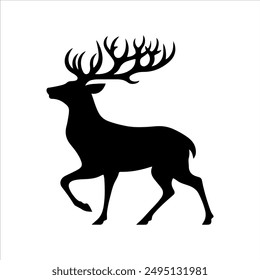 Reindeer silhouette on white background. Umbrella icon vector sign illustration design.