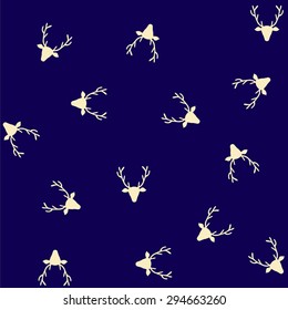 Reindeer Silhouette Pattern on Dark Navy Blue Background - Repeating Wallpaper or Christmas Gift Wrap