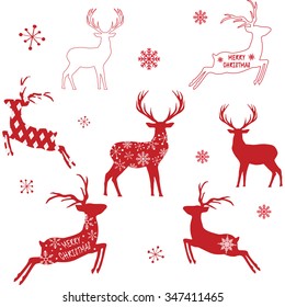 Reindeer silhouette set
