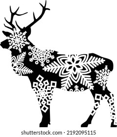 Reindeer silhouette with snowflakes, reindeer Christmas ornament 